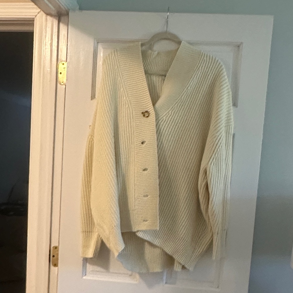 WeWoreWhat Cream Cardigan Sweater